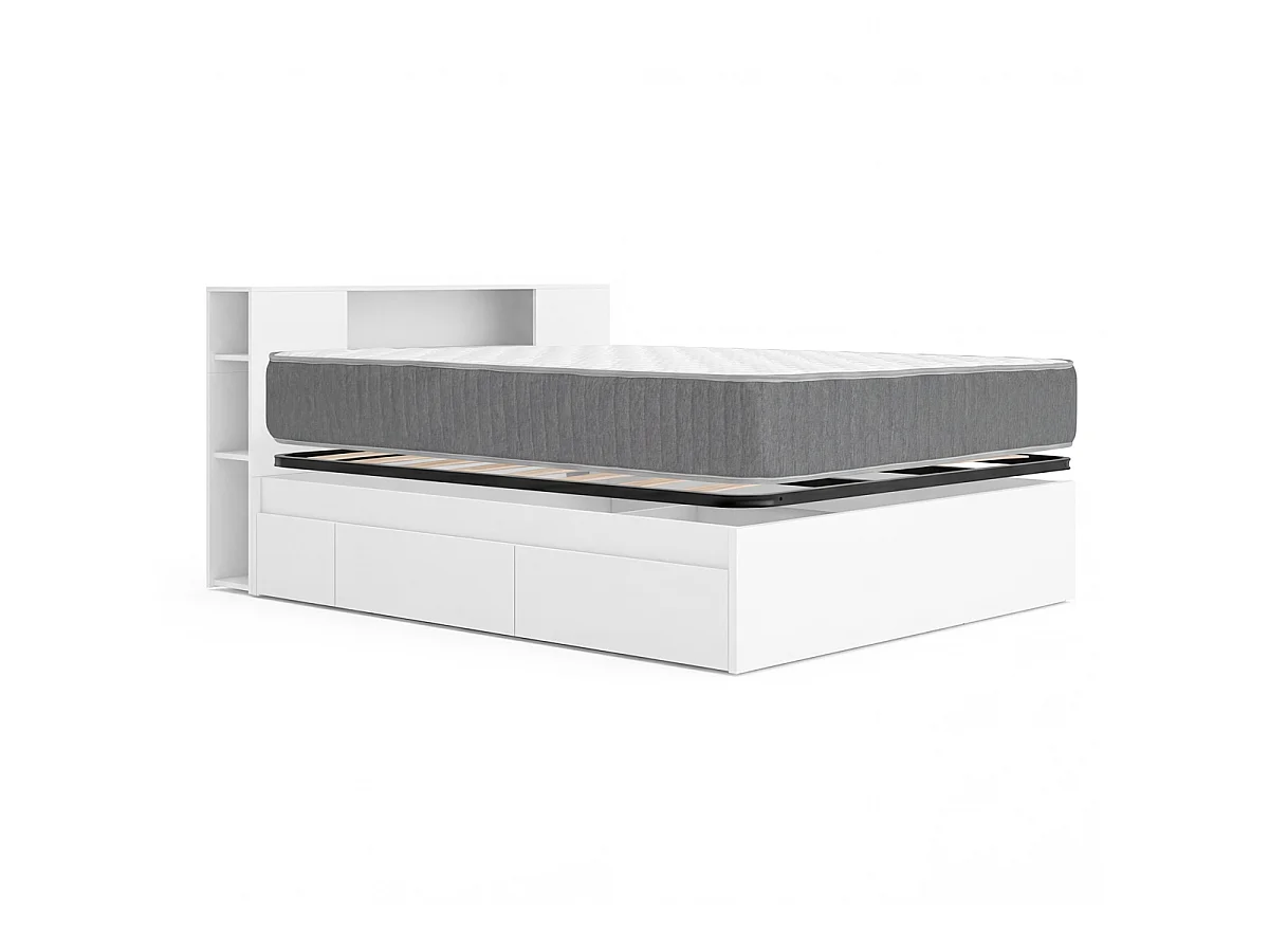 Pack ahorro matrimonio Cama compacta, Cabecero Ten, Colchón viscoelástico y muelles Aurea y Somier 150 x 190 cm