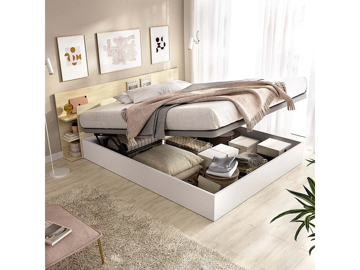 Pack ahorro matrimonio Canapé, Cabecero Tori y Colchón viscoelástico Nova Plus 150 x 190 cm| Montaje Incluido (Solo canapé)