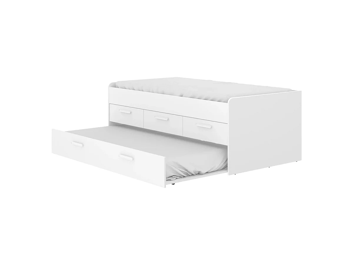 Pack ahorro juvenil Cama nido Leka con 3 cajones, 1 Somier y 2 Colchones viscoelásticos Nova 90 x 190 cm | Subida a domicilio