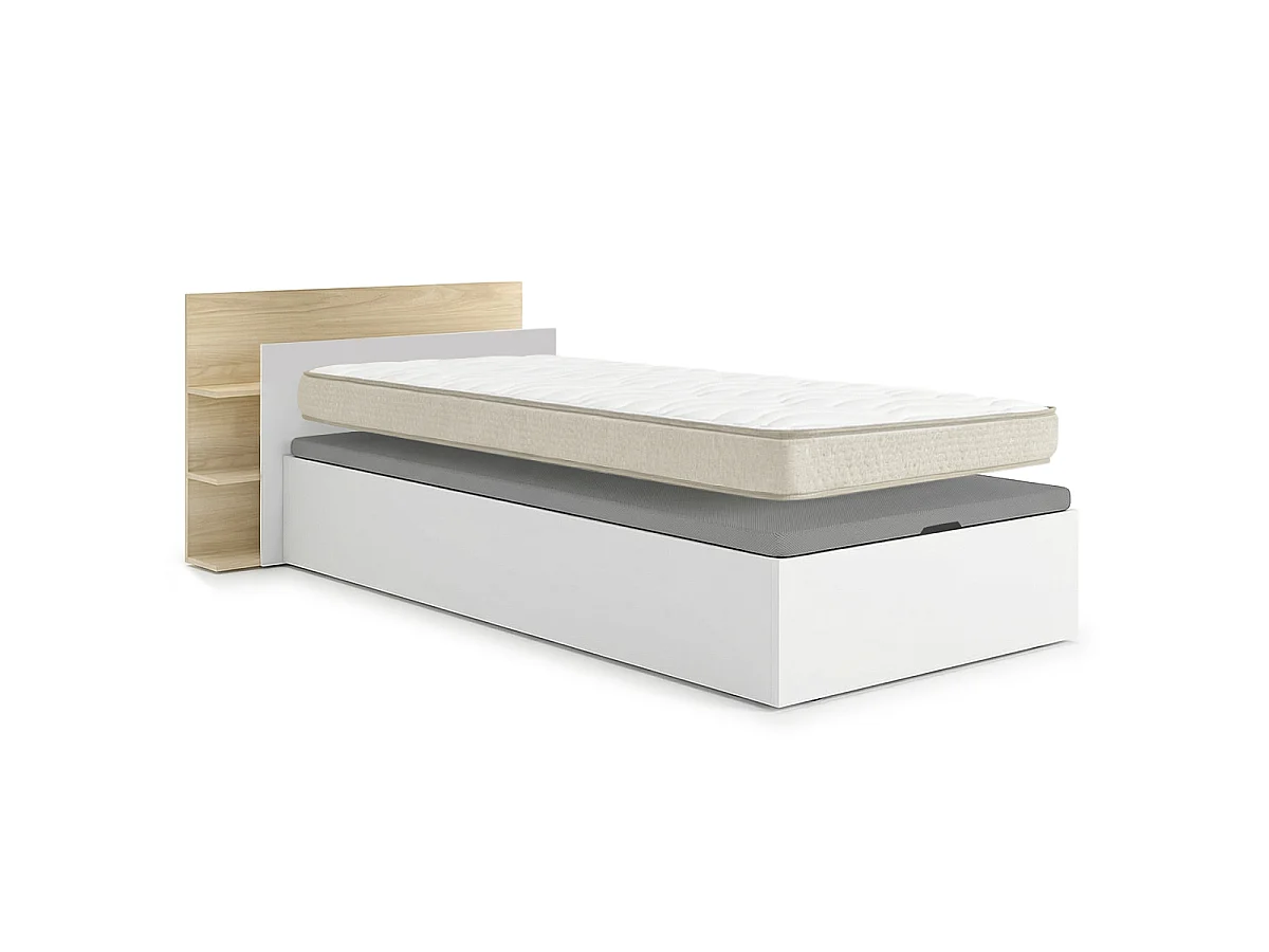 Pack ahorro juvenil Canapé con Cabecero Tori y Colchón viscoelástico Nova 90 x 190 cm | Montaje Incluido (Solo canapé)