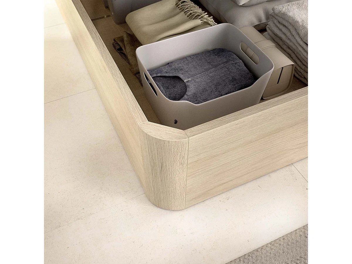 Pack ahorro matrimonio Canapé abatible Round Roble con Colchón viscoelástico y muelles Aurea 135 x 190 cm| Montaje Incluido (Solo canapé)