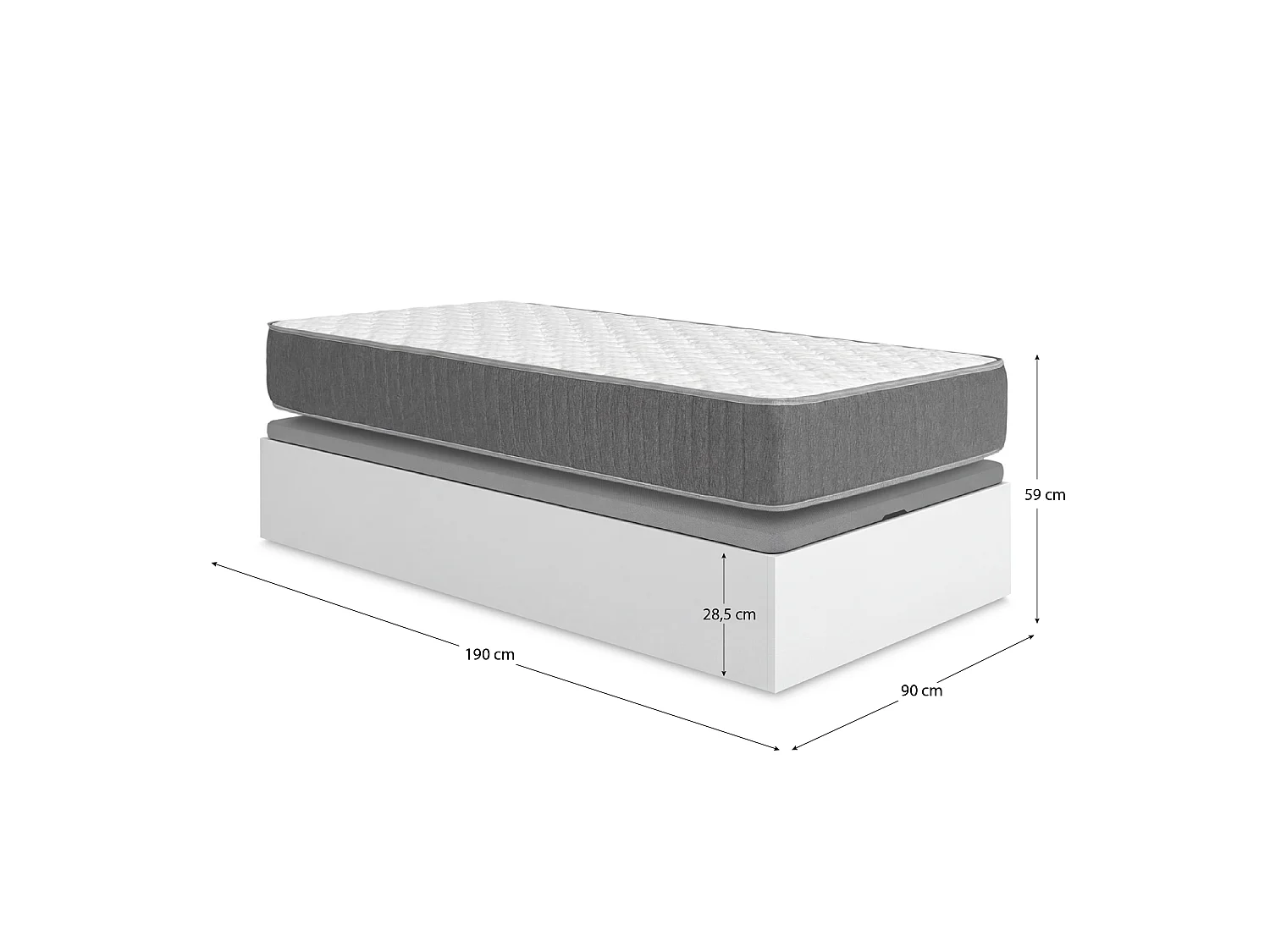 Pack ahorro juvenil Canapé Nest con Colchón viscoelástico y muelles ensacados Aurea 90 x 190 cm| Montaje Incluido (Solo canapé)