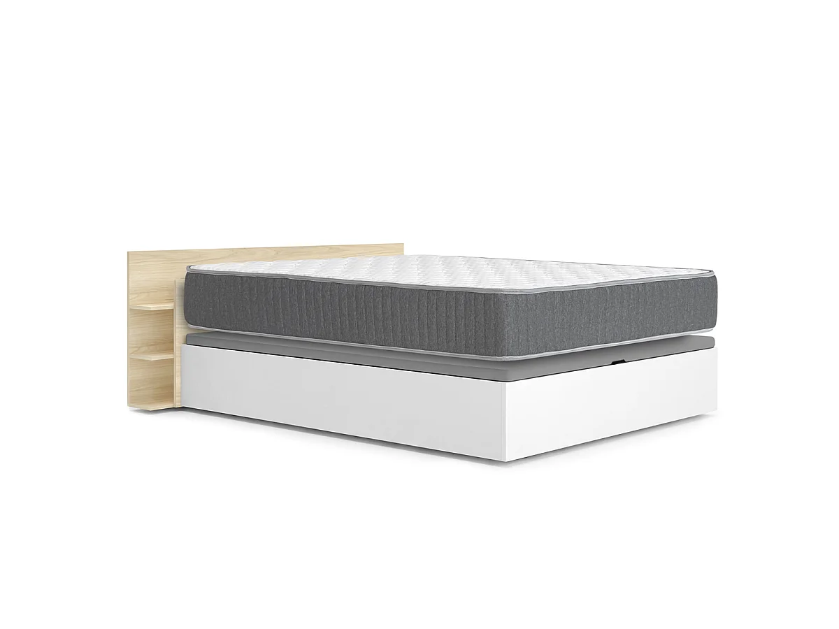 Pack ahorro matrimonio Canapé, Cabecero Tori y Colchón viscoelástico y muelles Aurea 150 x 190 cm| Montaje Incluido (Solo canapé)
