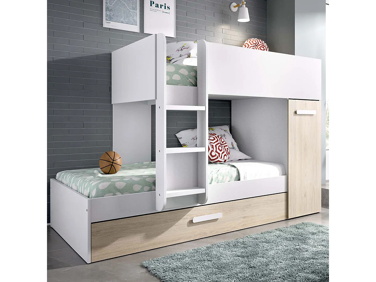 Pack ahorro juvenil Cama tren triple Tom con 3 Colchones viscoelásticos Nova 90 x 190 cm | Subida a domicilio