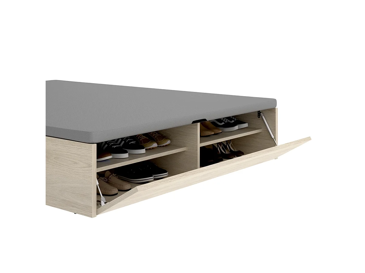 Pack ahorro matrimonio Canapé con zapatero Lan Roble  y Colchón viscoelástico Nova Plus 150 x 190 cm| Montaje Incluido (Solo canapé)