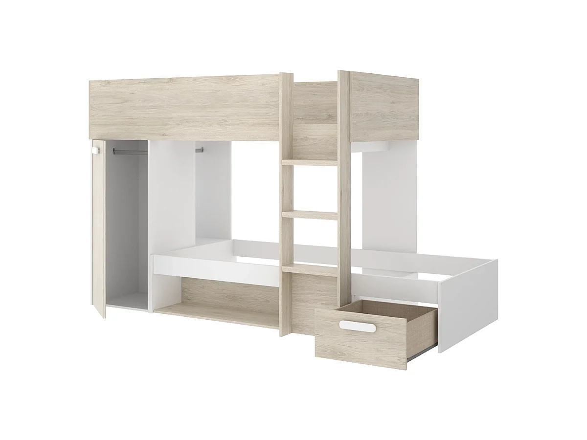 Pack ahorro juvenil Cama tren Kos, 1 Somier y 2 Colchones viscoelásticos Nova 90 x 190 cm | Subida a domicilio