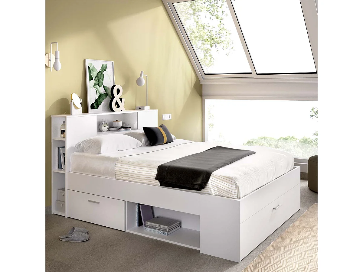 Pack ahorro matrimonio Cama Lanka con cabecero, Colchón Nova Plus y Somier 135 x 190 cm