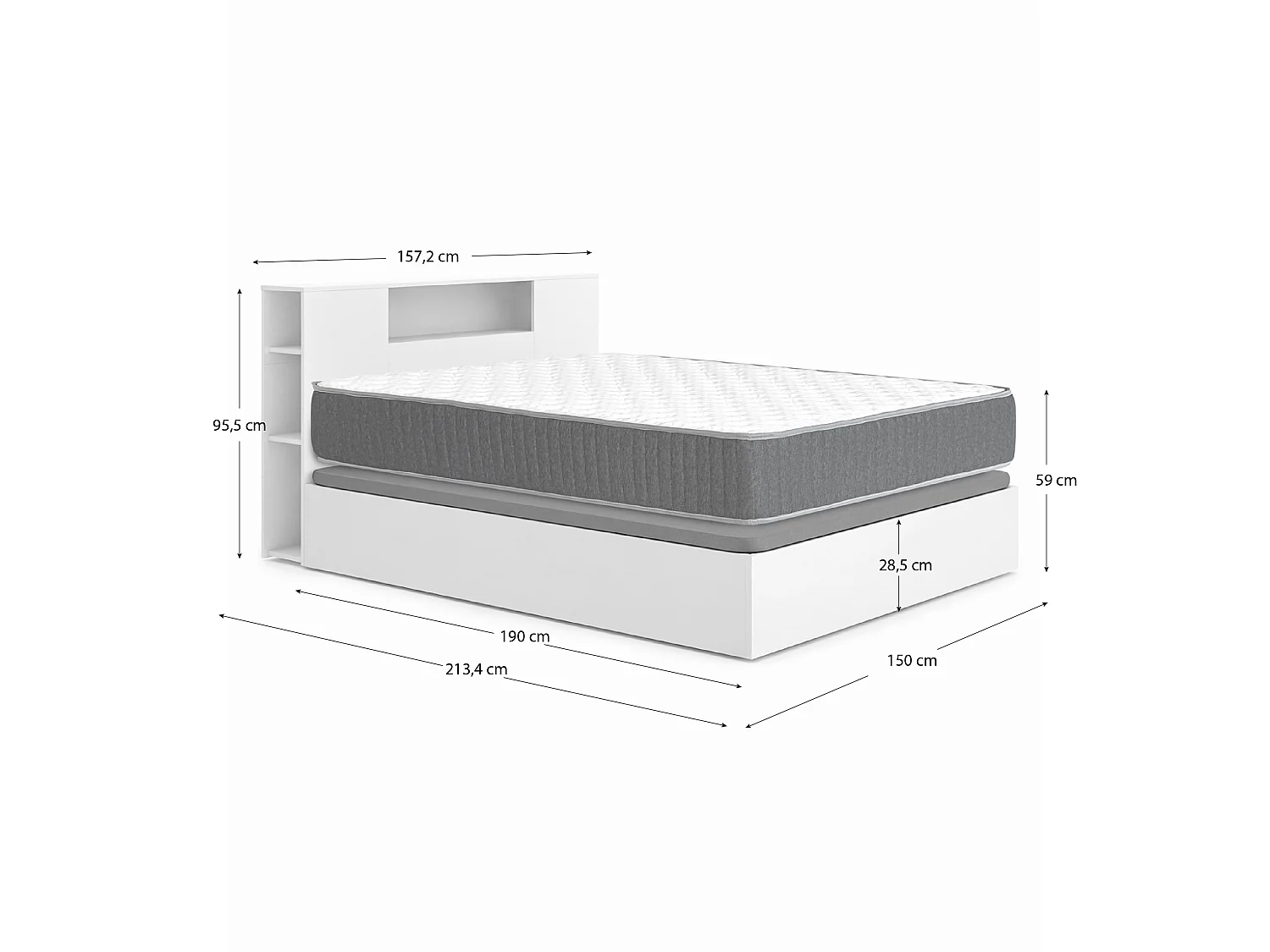 Pack ahorro matrimonio Canapé con Cabecero Ten y Colchón viscoelástico y muelles Aurea 150 x 190 cm| Montaje Incluido (Solo canapé)