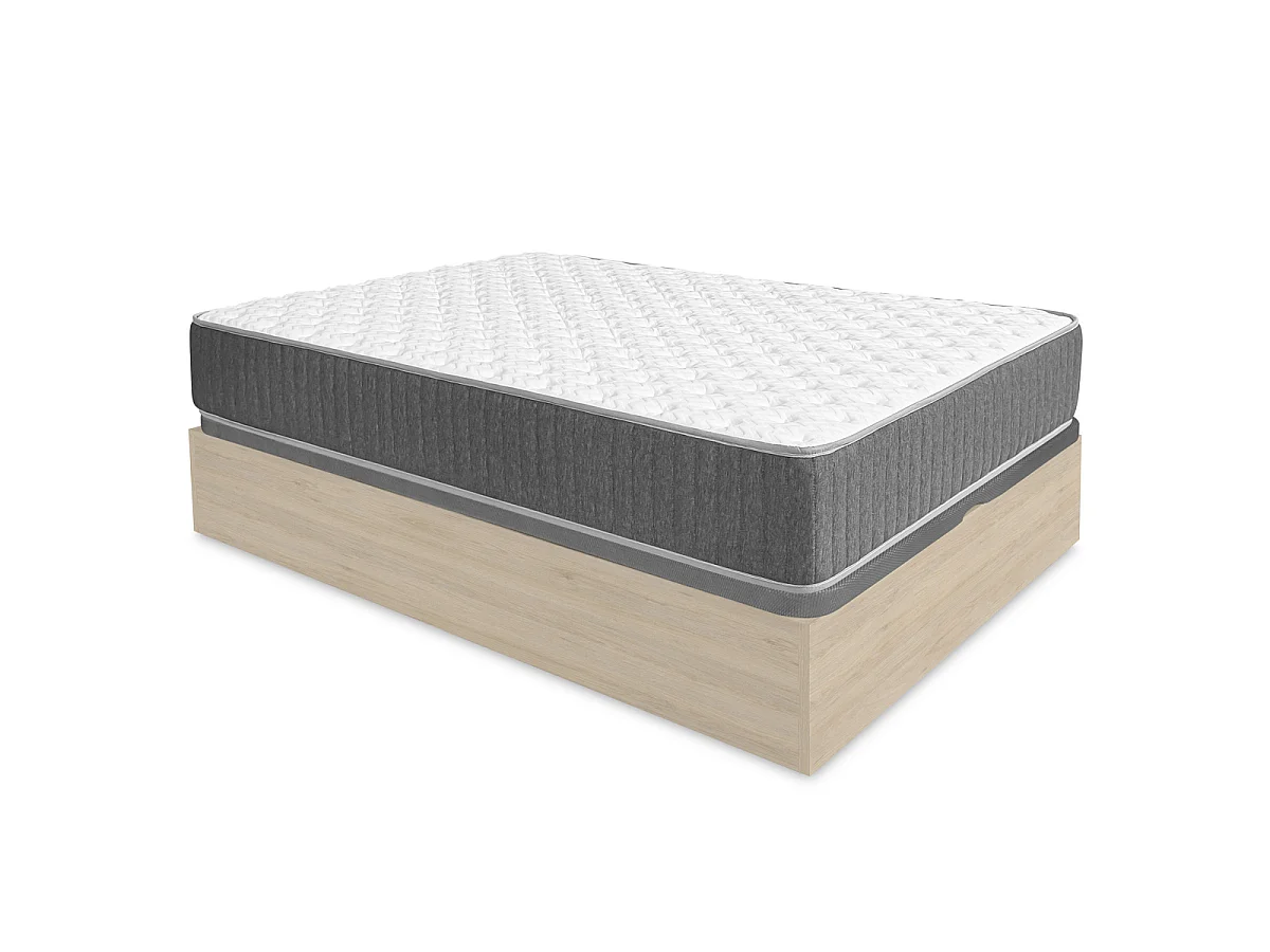 Pack ahorro matrimonio Canapé abatible Nest Roble con Colchón viscoelástico y muelles Aurea 135 x 190 cm| Montaje Incluido (Solo canapé)
