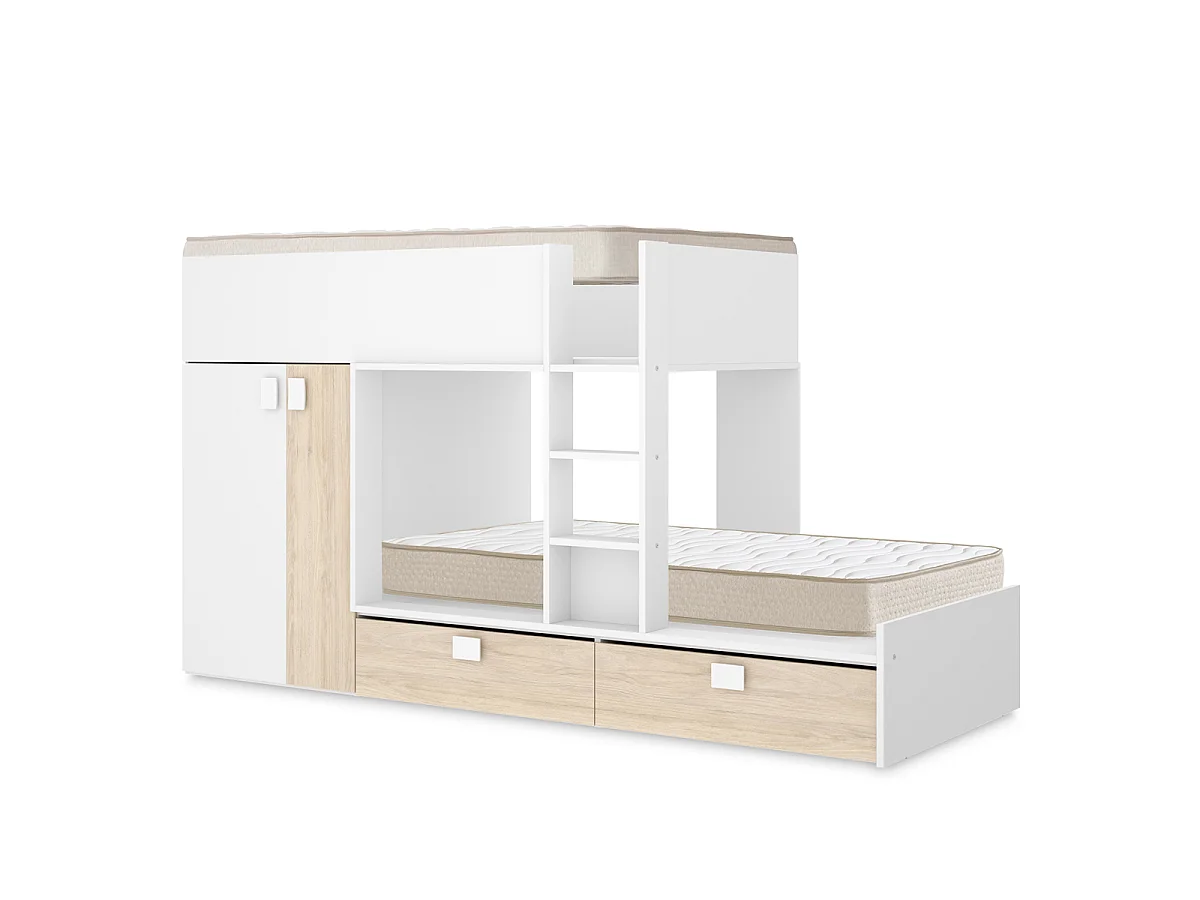 Pack ahorro juvenil Cama tren Matt con 2 Colchones viscoelásticos Nova 90 x 190 cm | Subida a domicilio