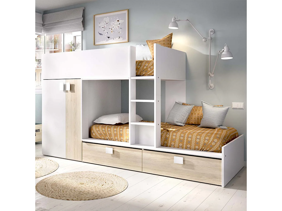 Pack ahorro juvenil Cama tren Matt con 2 Colchones viscoelásticos Nova 90 x 190 cm | Subida a domicilio