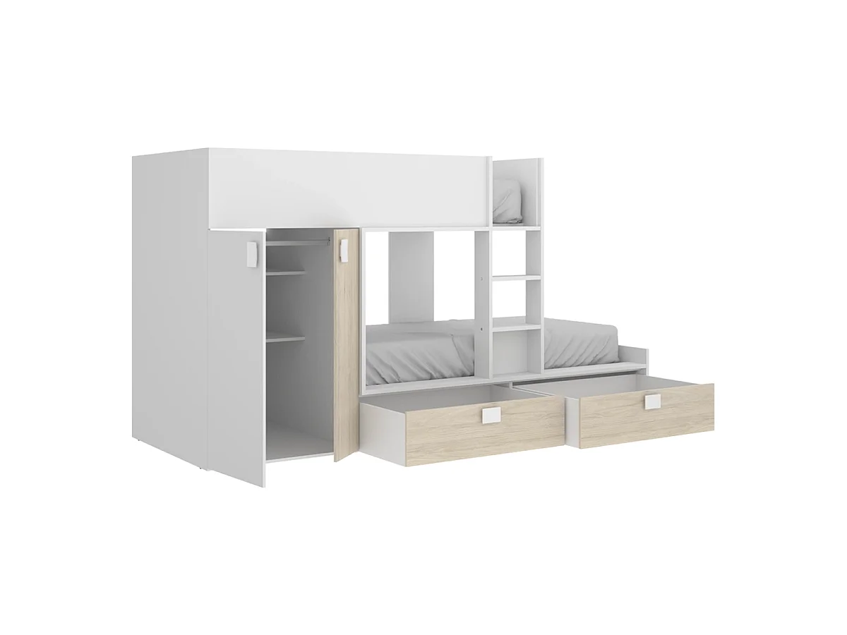 Pack ahorro juvenil Cama tren Matt con 2 Colchones viscoelásticos Nova 90 x 190 cm | Subida a domicilio