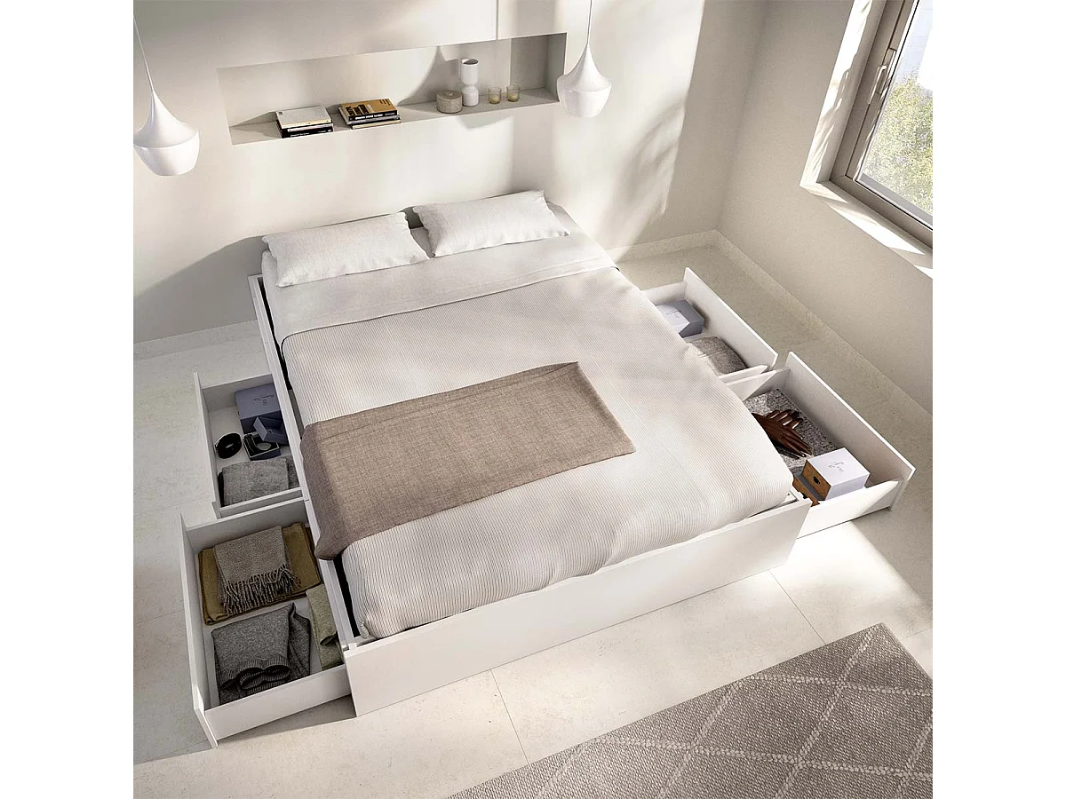 Pack ahorro matrimonio Cama compacta Alice, Colchón viscoelástico y muelles Aurea y Somier 150 x 190 cm