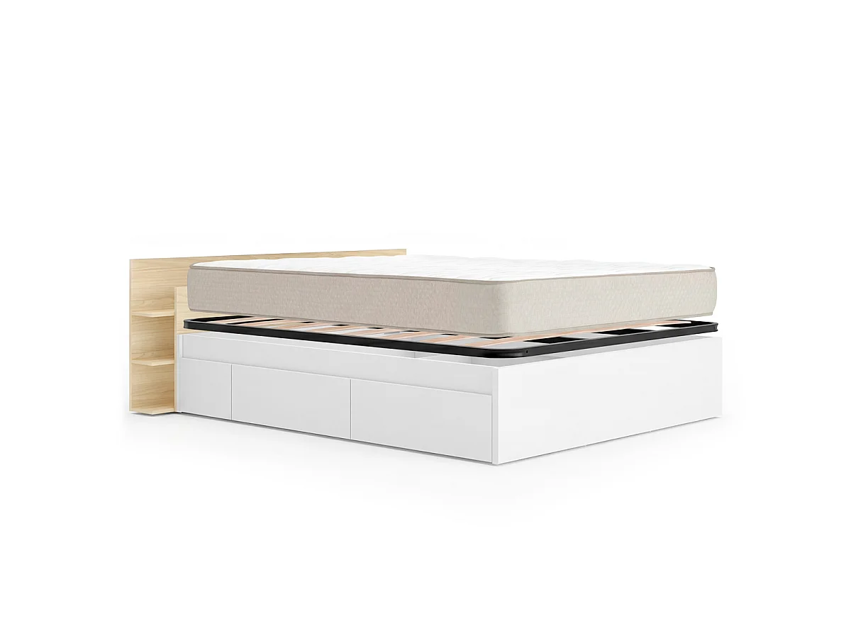Pack ahorro matrimonio Cama compacta, Cabecero Tori, Colchón viscoelástico Nova Plus y Somier 150 x 190 cm