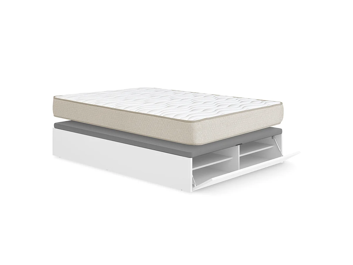 Pack ahorro matrimonio Canapé con zapatero Lan y Colchón viscoelástico Nova Plus 135 x 190 cm| Montaje Incluido (Solo canapé)
