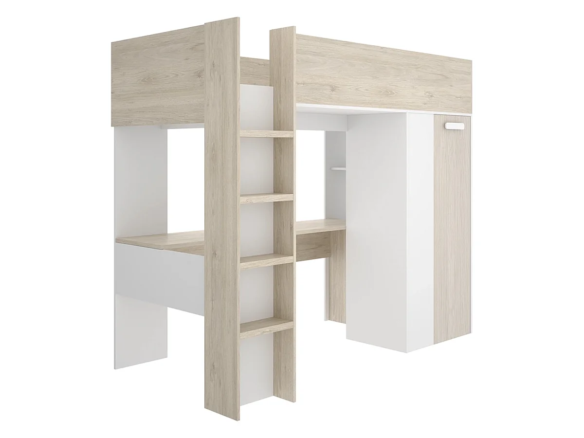 Pack ahorro juvenil Cama alta Spylo con Colchón viscoelástico Nova 90 x 190 cm | Subida a domicilio