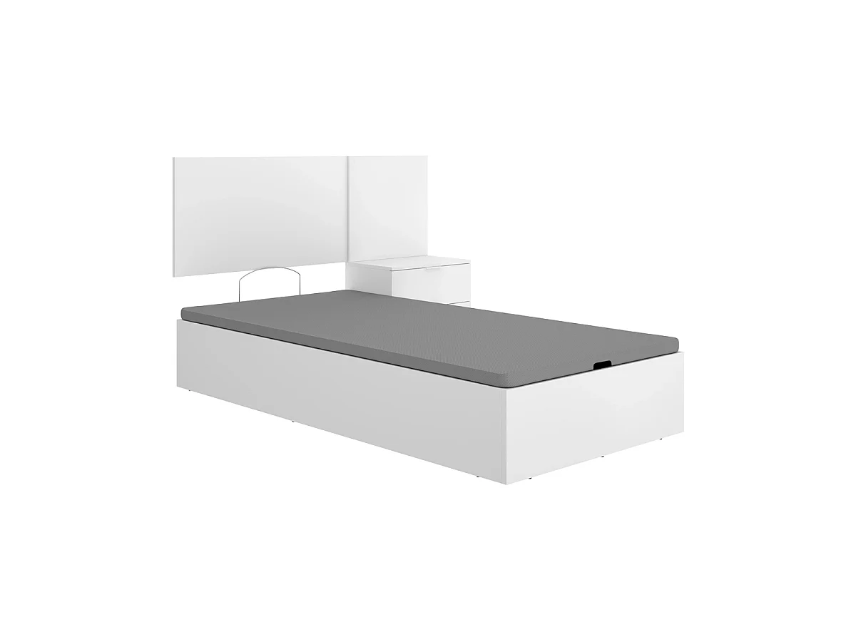 Pack ahorro juvenil Canapé con Cabecero y una Mesita Flow, y Colchón viscoelástico Nova de 90 x 190 cm | Montaje Incluido (Solo canapé)