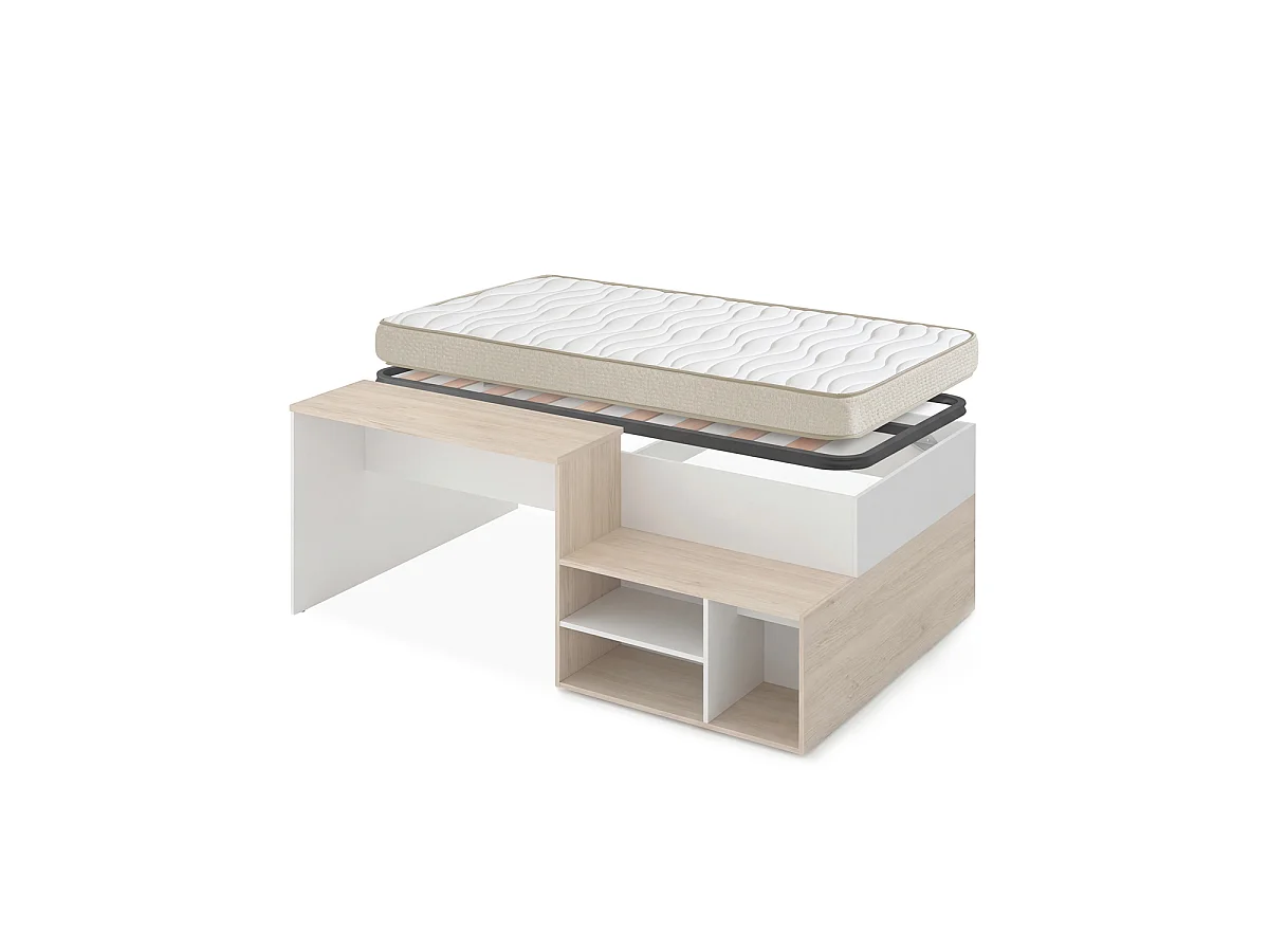 Pack ahorro Cama escritorio Kric con Colchón Nova y Somier lama ancha 90 x 190 cm | Subida a domicilio
