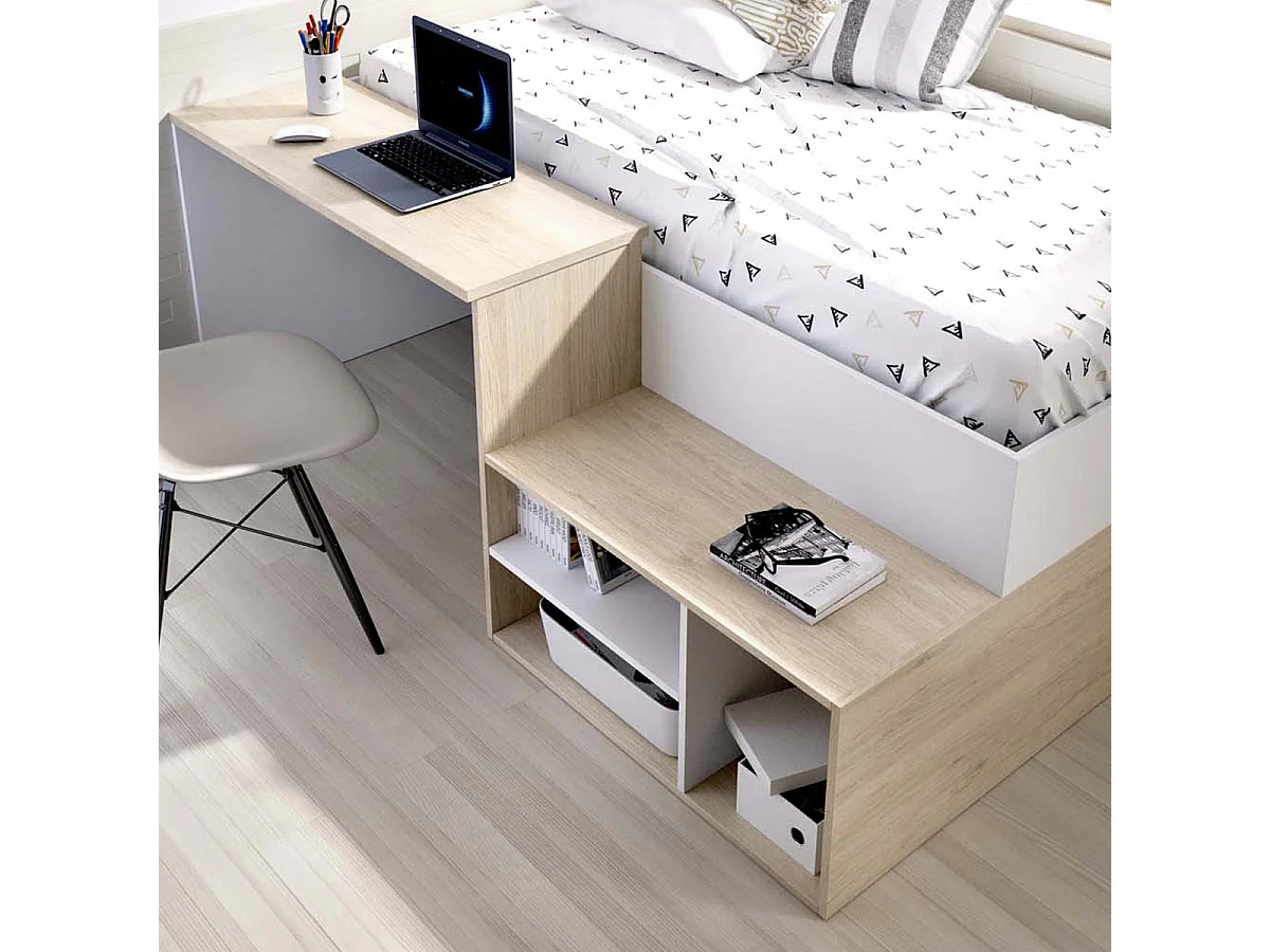 Pack ahorro Cama escritorio Kric con Colchón Nova y Somier lama ancha 90 x 190 cm | Subida a domicilio