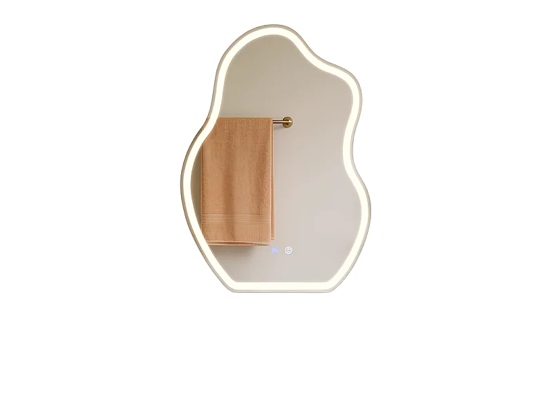 Nettlife Asymmetrische LED Badkamerspiegel 50x70cm, Touchbediening, Anti-condens, Dimbaar 3000-6500K, IP44, Wandmontage. Design Verlichte Spiegel.