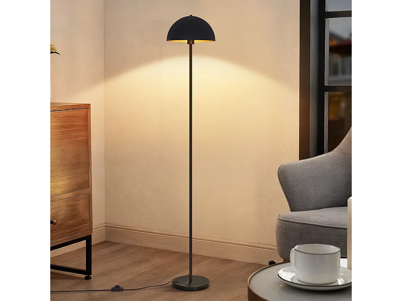 Nettlife Industrie-Stehleuchte, Schwarz und Gold, 170 cm, Metallkuppelschirm, stabiler Eisenfuß, Druckknopfschalter, elegantes Design fürs Wohnzimmer, E27