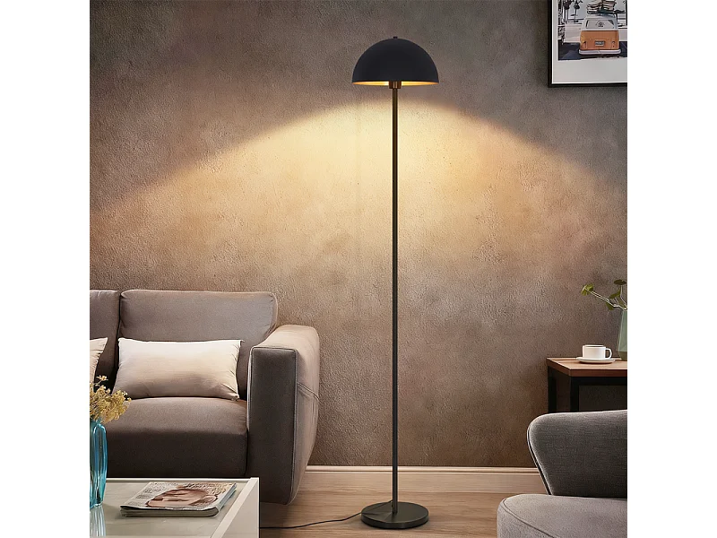 Nettlife Industrie-Stehleuchte, Schwarz und Gold, 170 cm, Metallkuppelschirm, stabiler Eisenfuß, Druckknopfschalter, elegantes Design fürs Wohnzimmer, E27