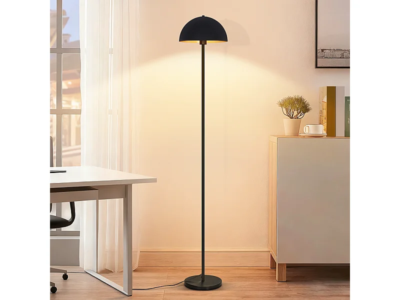 Nettlife Industrie-Stehleuchte, Schwarz und Gold, 170 cm, Metallkuppelschirm, stabiler Eisenfuß, Druckknopfschalter, elegantes Design fürs Wohnzimmer, E27