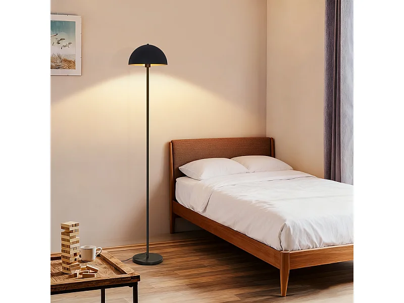 Nettlife Industrie-Stehleuchte, Schwarz und Gold, 170 cm, Metallkuppelschirm, stabiler Eisenfuß, Druckknopfschalter, elegantes Design fürs Wohnzimmer, E27