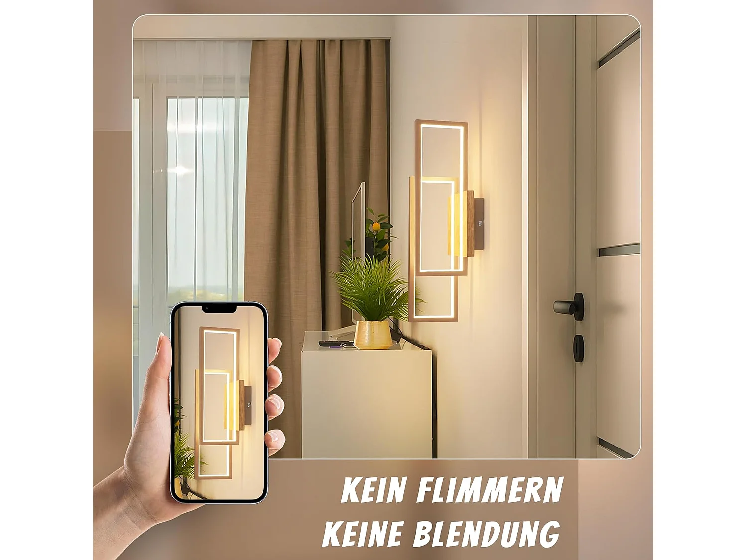 Nettlife 24W Moderne rechteckige LED-Deckenleuchte, Holzoptik, für Wohnzimmer, Küche, Schlafzimmer, Flur, Warmweiß 3000K, 48cm