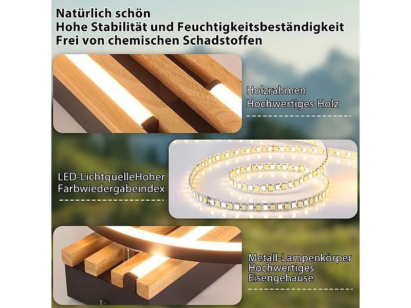 Lampa sufitowa LED Nettlife 60 W, czarne drewno, ściemnialna, 50 cm, nowoczesny design. Lampa sufitowa do sypialni, salonu, kuchni. Funkcja pamięci ustawień.