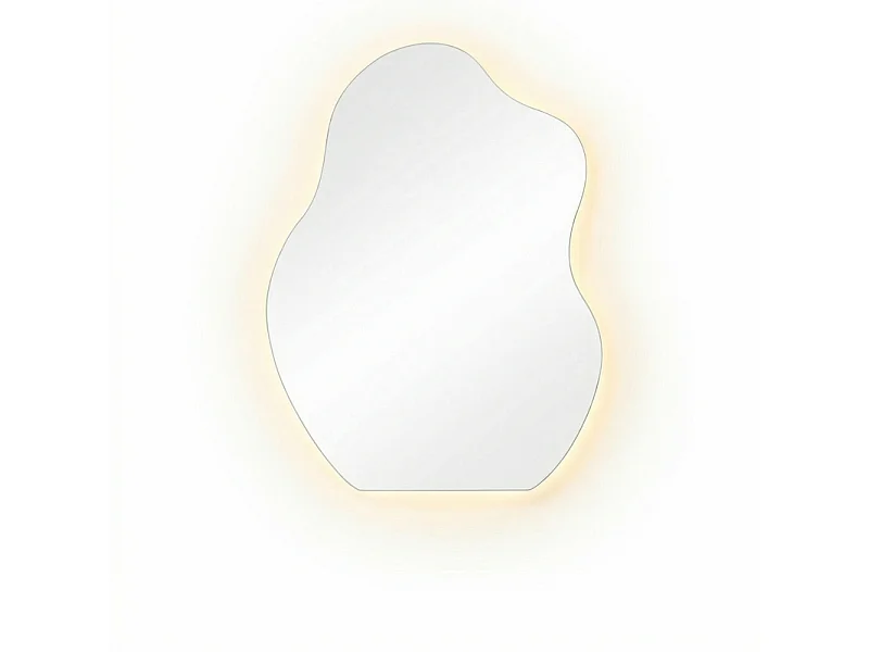 Nettlife Miroir de Salle de Bain LED Asymétrique 60 × 80 cm, Tactile, Antibuée, Dimmable 3000-6500 K, IP44, Mural. Miroir Lumineux Design., INTENSITÉ RÉGLABLE