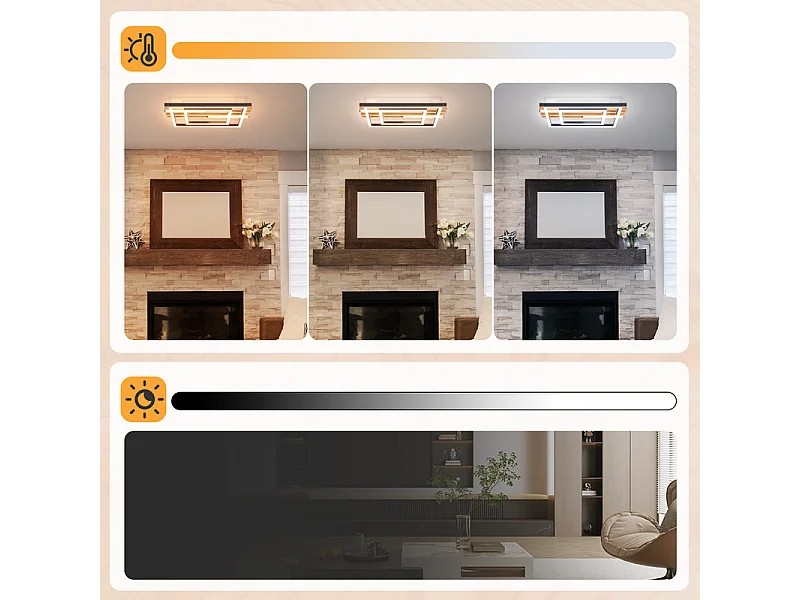 NETTLIFE 34W 38cm Ściemnialna lampa sufitowa LED, nowoczesna kwadratowa metalowa lampa z pilotem i pamięcią ustawień do salonu, sypialni, kuchni i biura