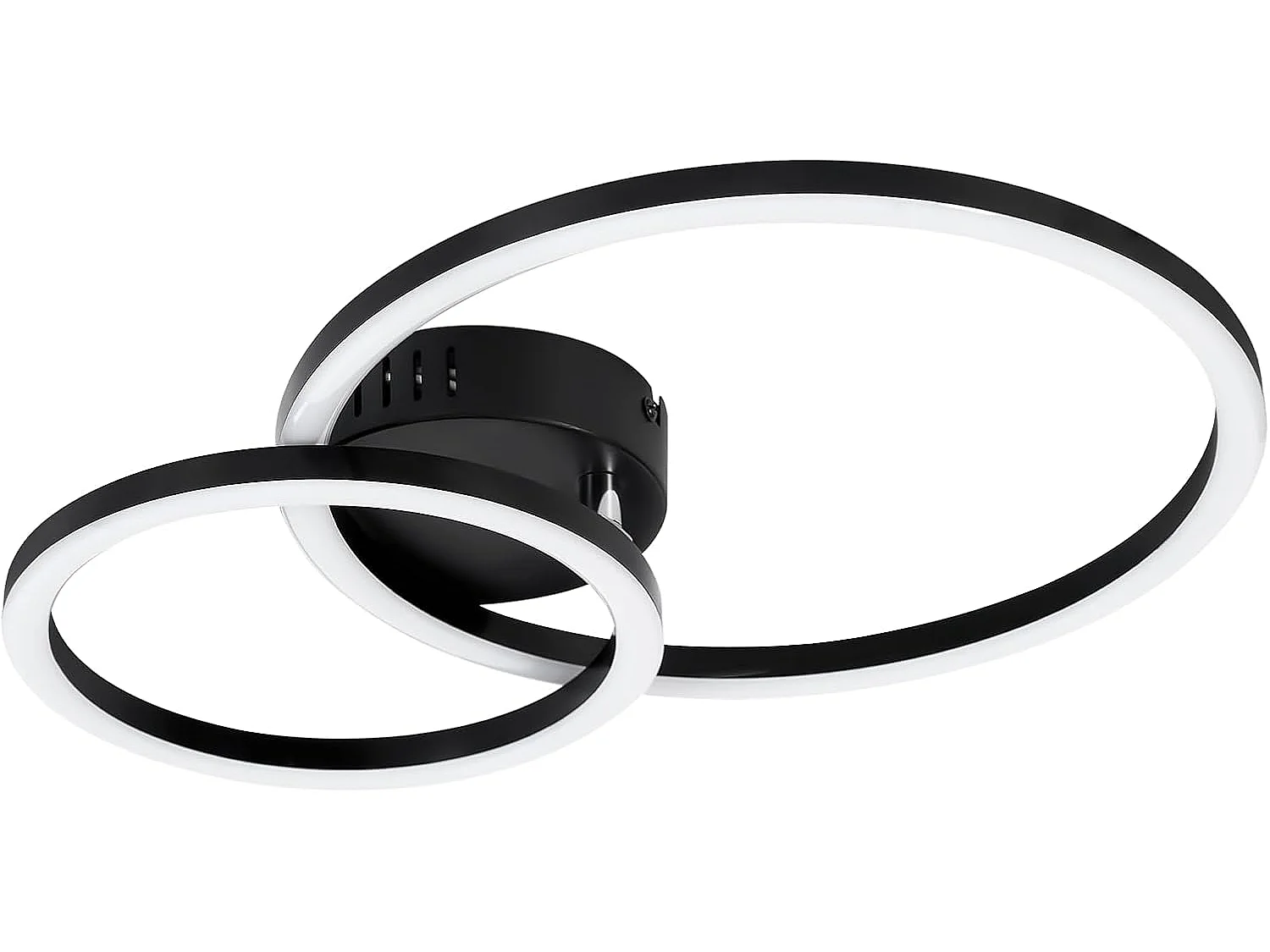 NETTLIFE 40 cm, 23 W, nowoczesna, czarna lampa sufitowa LED, 2-pierścieniowa, 4000 K, neutralna biel, lampa sufitowa do salonu, sypialni, kuchni, korytarza, biura