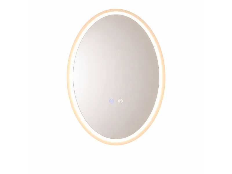 Nettlife Miroir de Salle de Bain Ovale LED 50 × 70 cm, Tactile, Antibuée, Dimmable 3000-6500 K, IP44, Mural. Miroir Lumineux Design., Intensité lumineuse réglable