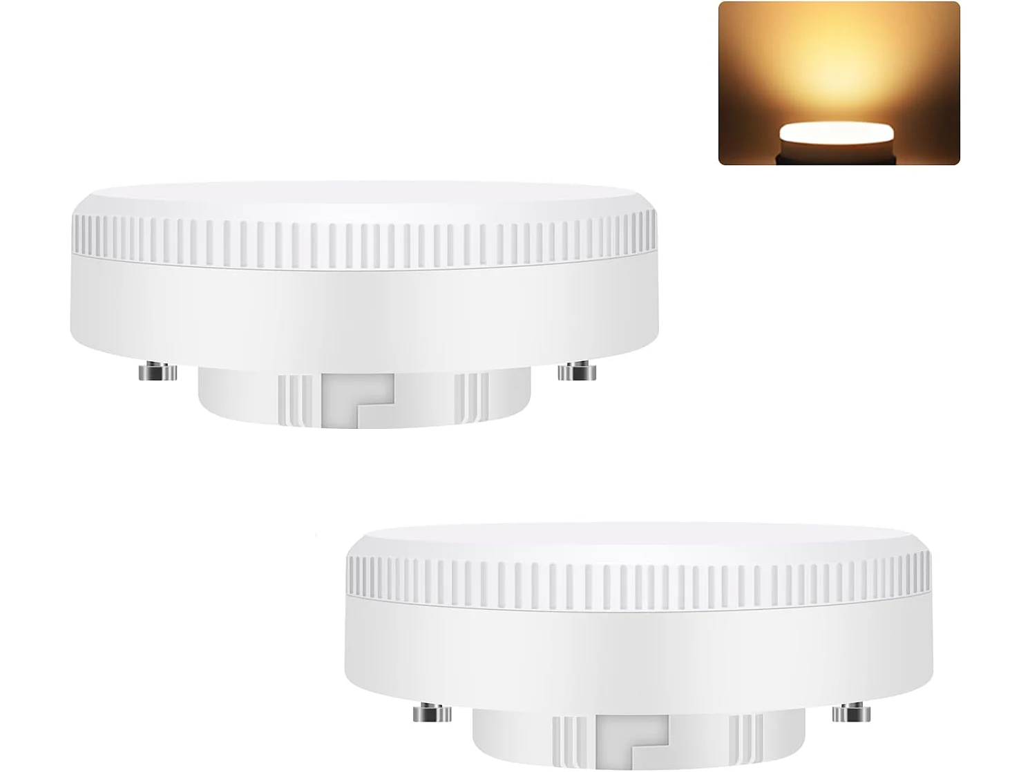 Nettlife 2er-Pack GX53 Ultra Slim 5W (entspricht 50W) LED-Lampen, 3000K Warmweiß, 74x25mm, flimmerfrei, für Unterbaubeleuchtung, 230V, nicht dimmbar