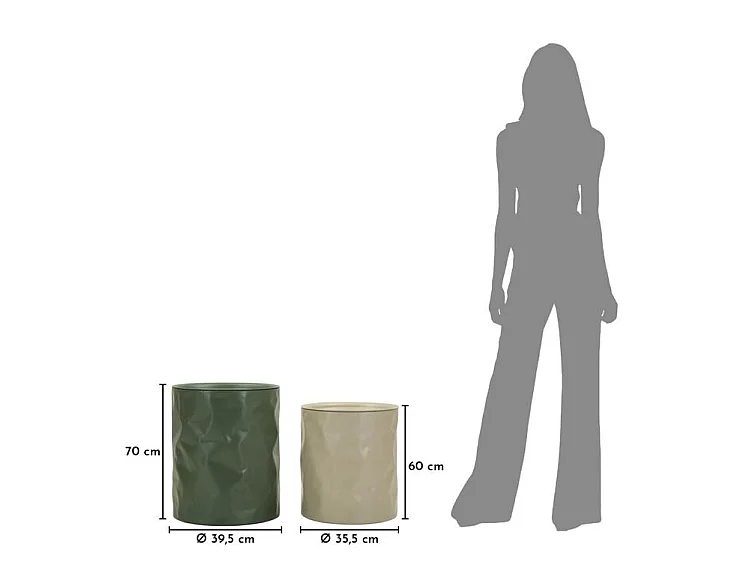 Set van 2 Norimberga bijzettafels, afmetingen: 39,5 x 48 cm en 35,5 x 40 cm.