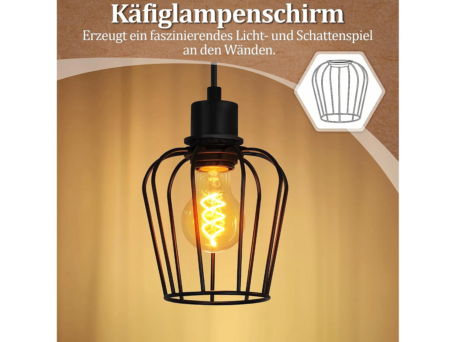 Nettlife Vintage Deckenleuchte aus Holz und schwarzem Metall, Industriestil, 4-flammige E27-Leuchte für Wohnzimmer, Küche, Esszimmer (Leuchtmittel nicht enthalten)