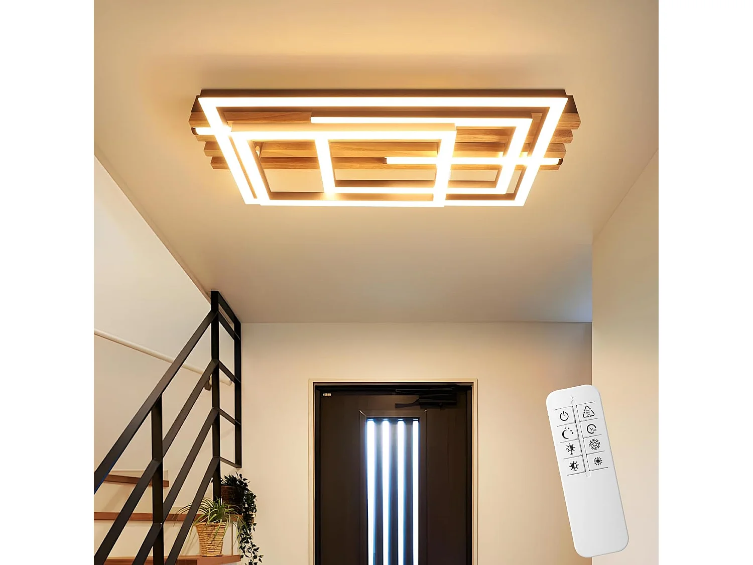 Lampa sufitowa LED Nettlife 41 W – nowoczesna, czarna lampa sufitowa, ściemniana za pomocą pilota, funkcja pamięci, do salonu, sypialni, kuchni i przedpokoju
