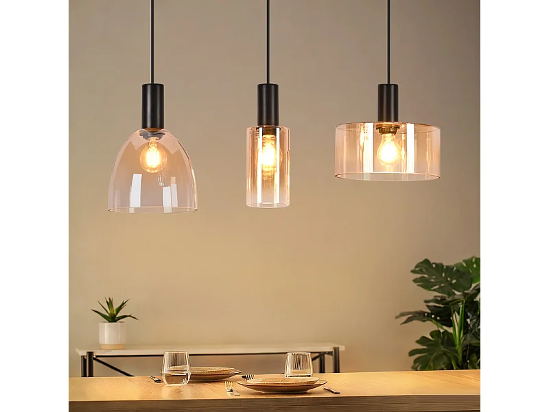 NETTLIFE 3-punktowa lampa wisząca nad stół jadalny, żyrandol w stylu vintage industrial z regulowaną wysokością do kuchni i salonu (żarówki nie są dołączone)