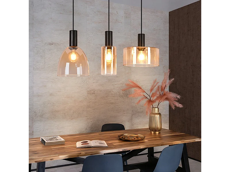 NETTLIFE 3-punktowa lampa wisząca nad stół jadalny, żyrandol w stylu vintage industrial z regulowaną wysokością do kuchni i salonu (żarówki nie są dołączone)