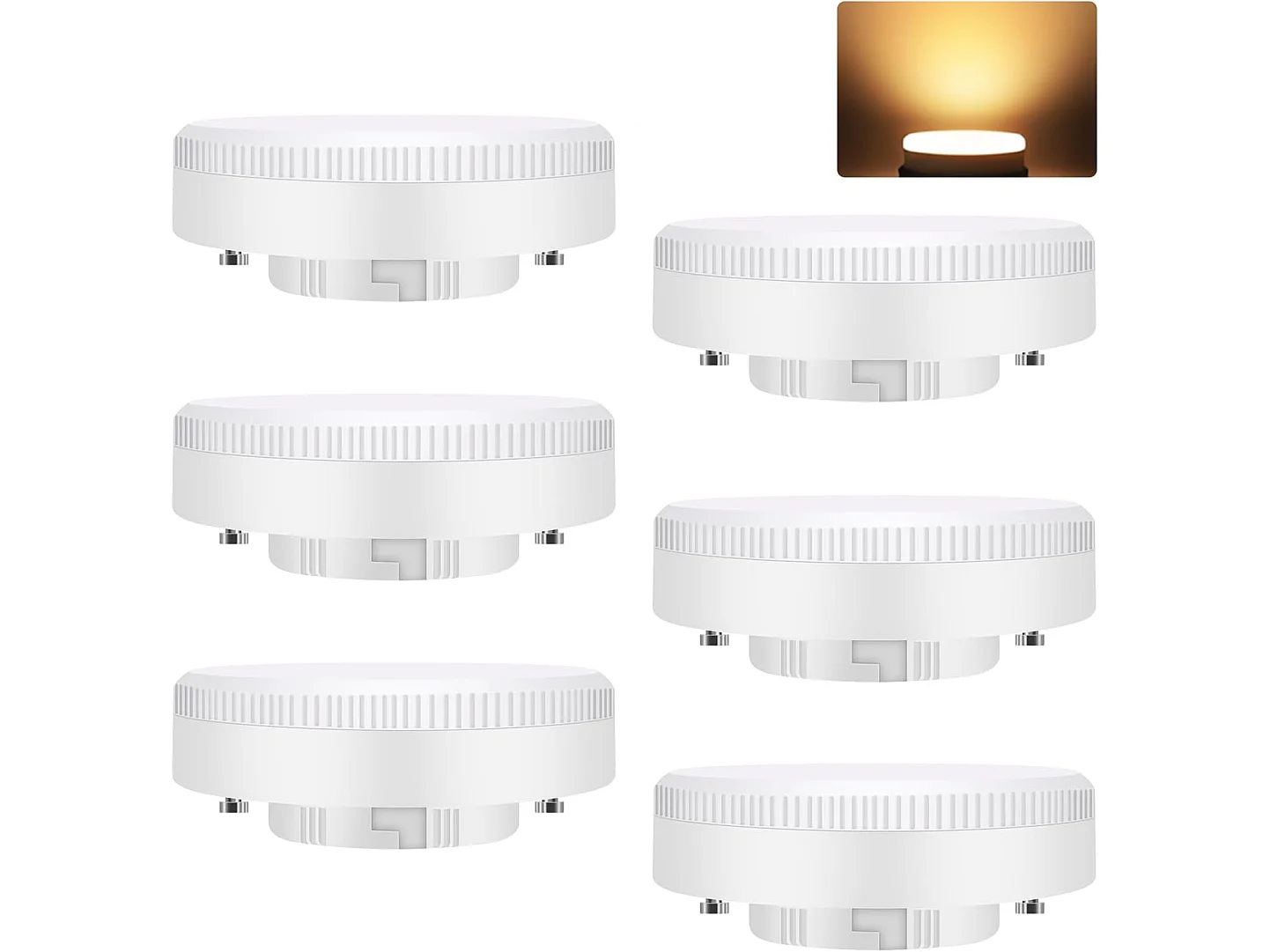 Nettlife 6er-Pack GX53 Ultra Slim 5W (entspricht 50W) LED-Lampen, 3000K Warmweiß, 74x25mm, flimmerfrei, für Unterbaubeleuchtung, 230V, nicht dimmbar