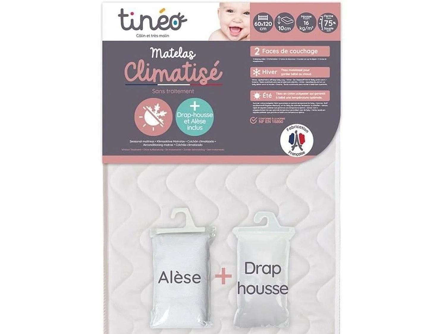 Matelas climatisé 60 x 120 cm + drap housse
