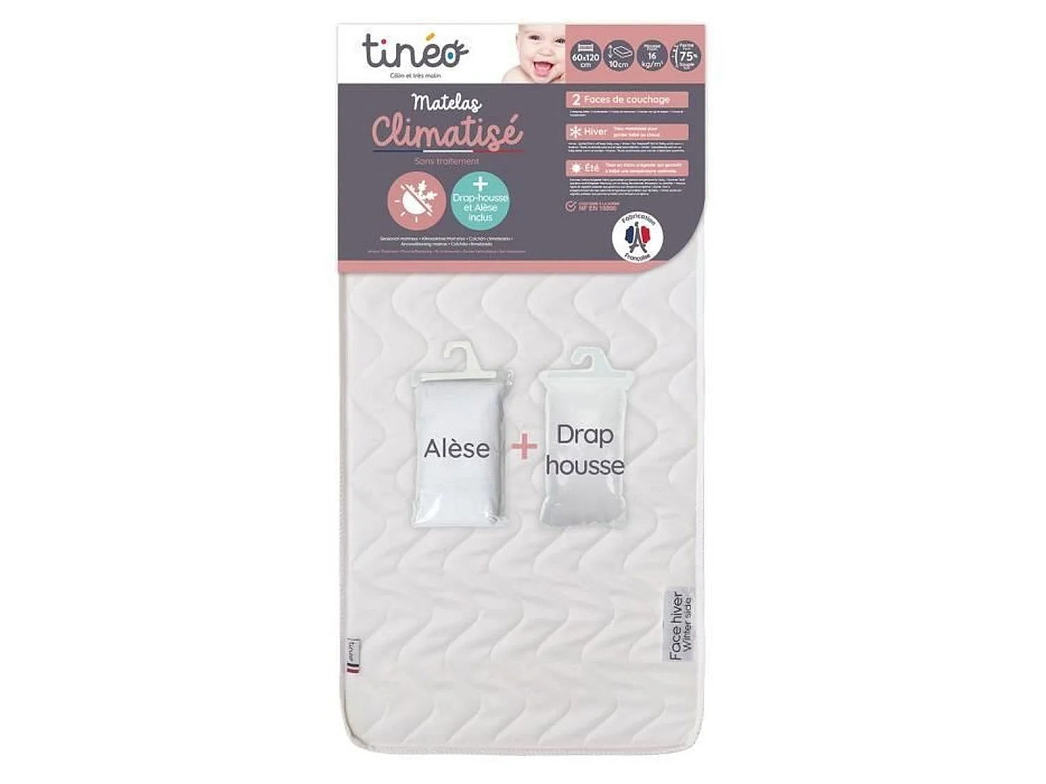 Matelas climatisé 60 x 120 cm + drap housse