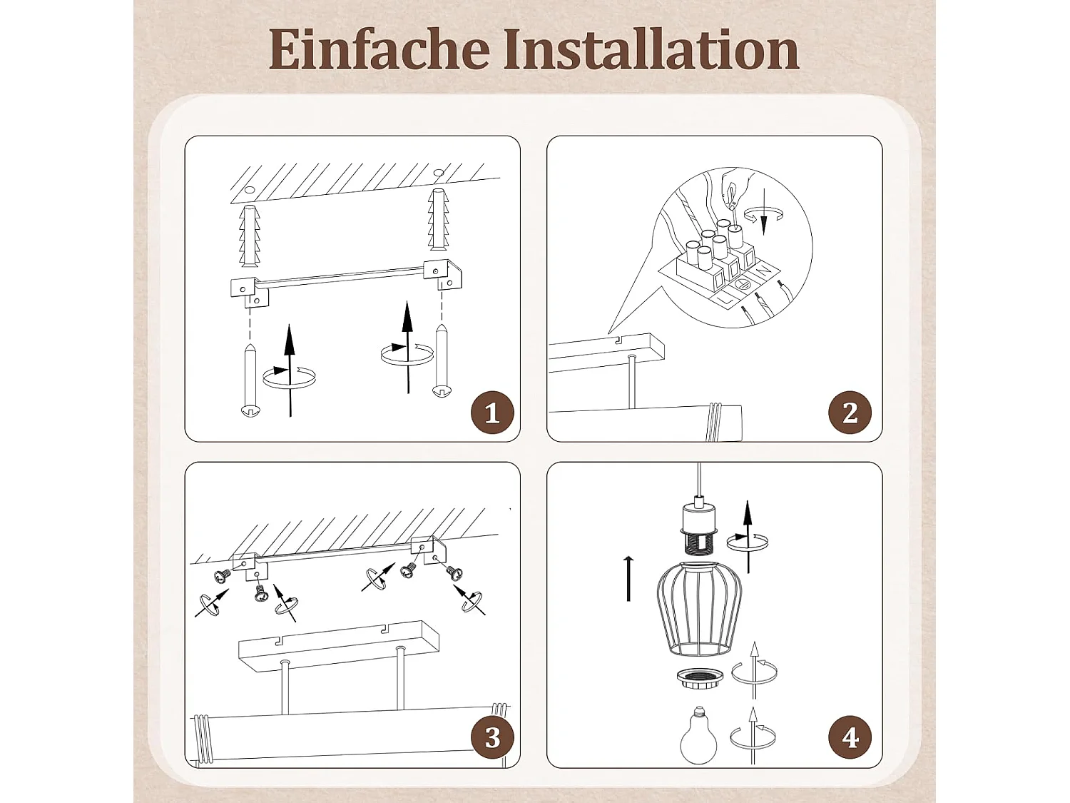 Nettlife Vintage Deckenleuchte aus Holz und schwarzem Metall, Retro-Industrie-Deckenleuchte mit 2 E27-Glühbirnen für Flur, Küche(Glühbirnen nicht enthalten)