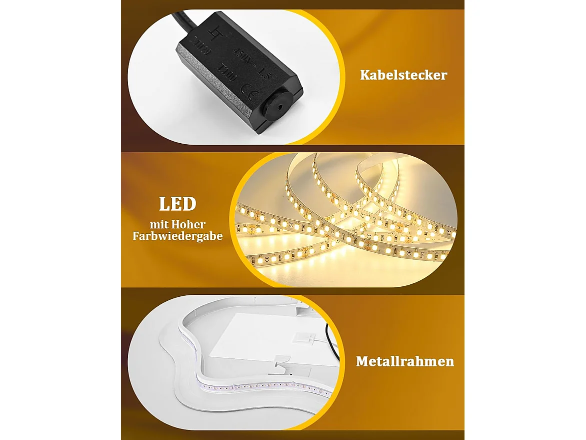 Nettlife Miroir de Salle de Bain LED Asymétrique 60 × 80 cm, Tactile, Antibuée, Dimmable 3000-6500 K, IP44, Mural. Miroir Lumineux Design., INTENSITÉ RÉGLABLE