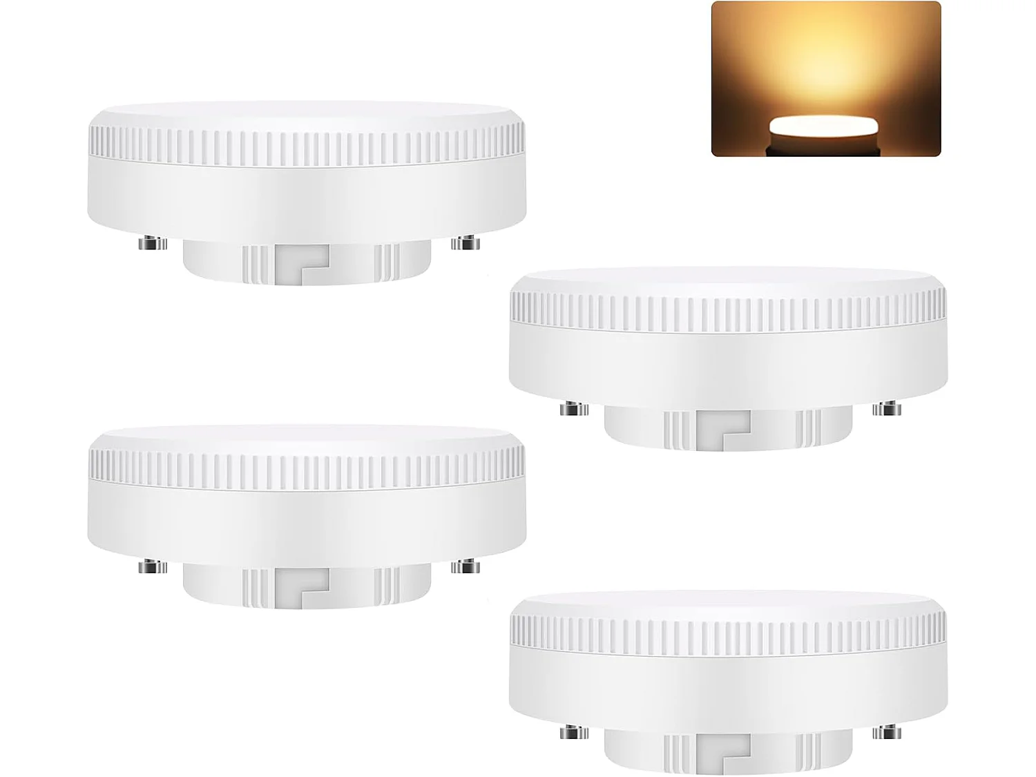 Nettlife 4er-Pack GX53 Ultra Slim LED-Lampen, 5 W (entspricht 50 W), 3000 K Warmweiß, 74 x 25 mm, flimmerfreie Unterbauleuchten, 230 V, nicht dimmbar
