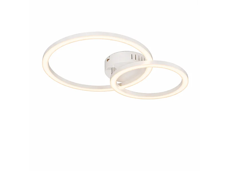 NETTLIFE Nowoczesna lampa sufitowa LED 40 cm, 23 W, 2-pierścieniowa, biała, 3000 K, ciepła biel, lampa sufitowa do salonu, sypialni, kuchni, korytarza, biura