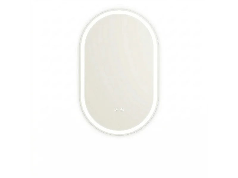 Owalne lustro łazienkowe LED Nettlife 50x80 cm, sterowanie dotykowe, powłoka przeciwmgielna, ściemnialne 3000-6500 K, IP44, montaż ścienny.