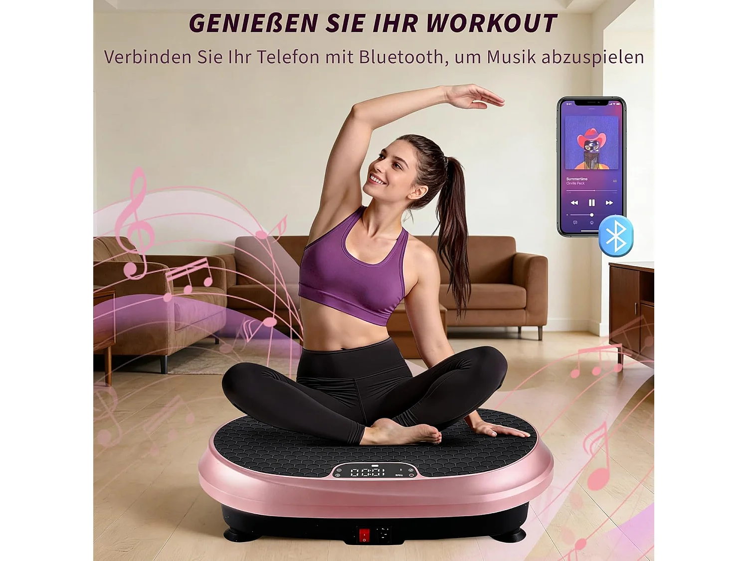 NETTLIFE Vibrationsplatte für Fitness, 199 Stufen & 9 Programme, integrierter Lautsprecher, Ganzkörpertraining & Gewichtsabnahme, 150 kg Belastbarkeit