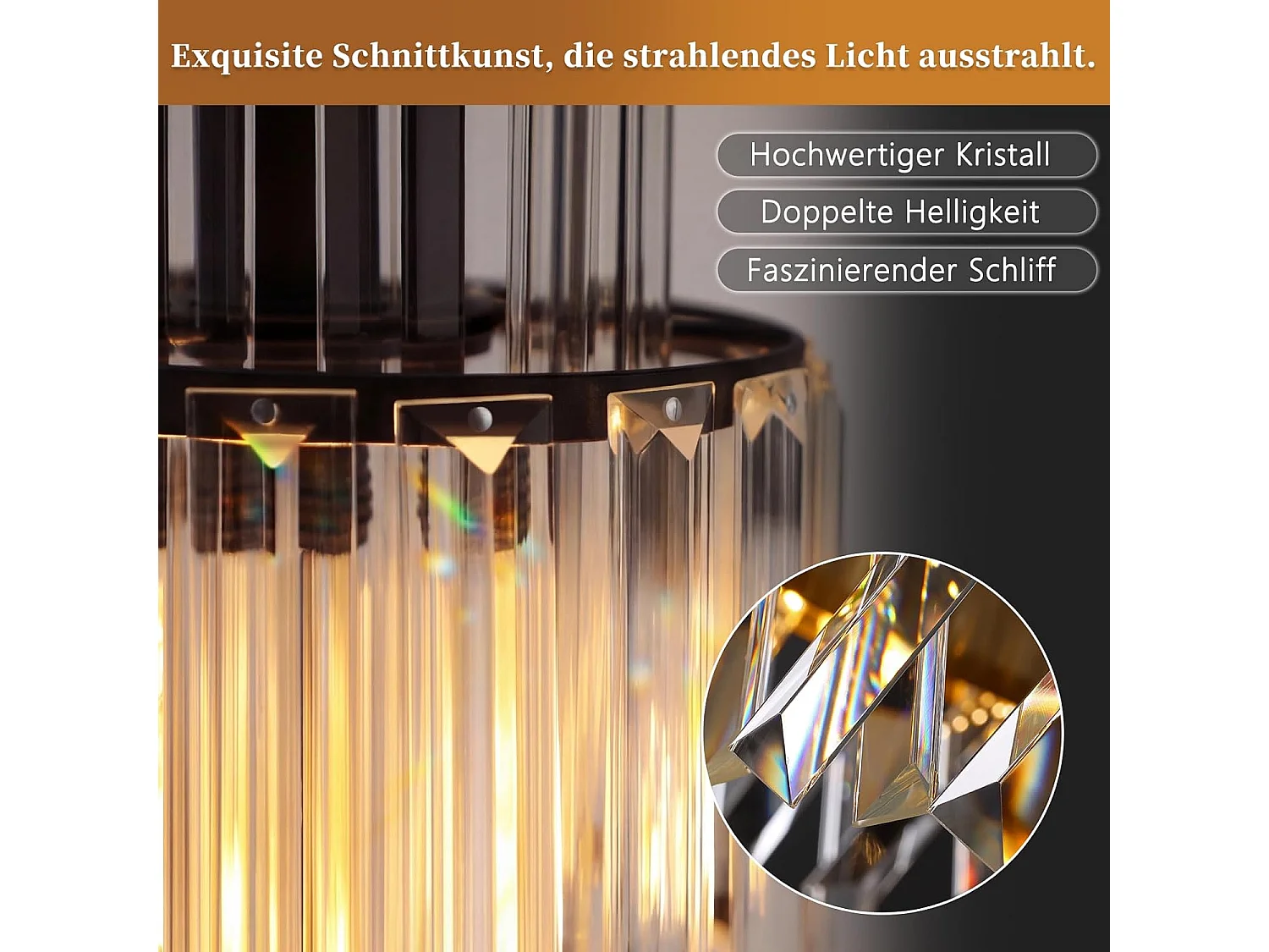 NETTLIFE Plafonnier Cristal Moderne Noir, Lustre Vintage E27 pour Salon Chambre Cuisine Couloir, Luminaire de Plafond Élégant (Sans Ampoule)
